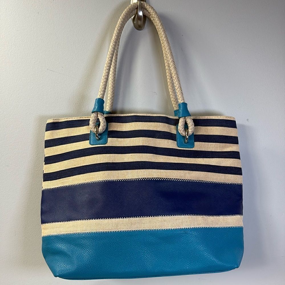 Nine West Blue Striped Tote